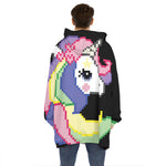 8-Bit Pixel Unicorn Print Hoodie Blanket