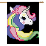 8-Bit Pixel Unicorn Print House Flag