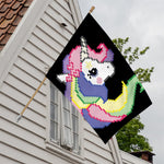 8-Bit Pixel Unicorn Print House Flag
