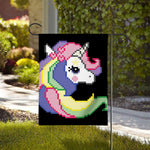8-Bit Pixel Unicorn Print House Flag