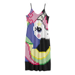 8-Bit Pixel Unicorn Print Jersey Midi Cami Dress