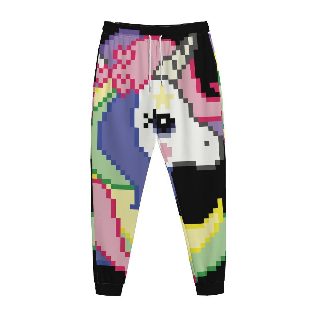 8-Bit Pixel Unicorn Print Jogger Pants