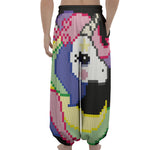 8-Bit Pixel Unicorn Print Lantern Pants