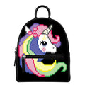 8-Bit Pixel Unicorn Print Leather Backpack