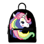 8-Bit Pixel Unicorn Print Leather Backpack