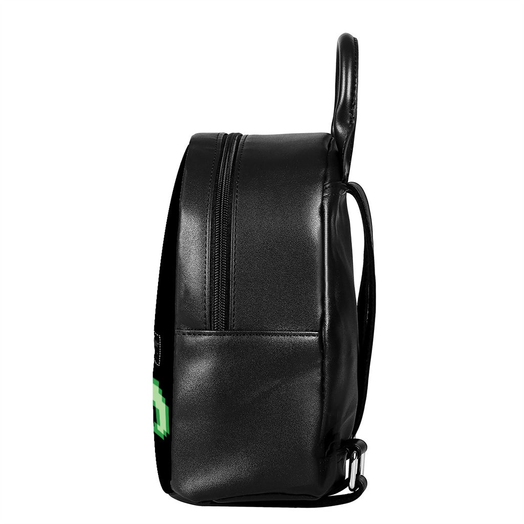 8-Bit Pixel Unicorn Print Leather Backpack