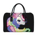 8-Bit Pixel Unicorn Print Leather Duffel Bag