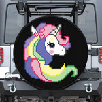 8-Bit Pixel Unicorn Print Leather Spare Tire Cover