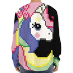 8-Bit Pixel Unicorn Print Long Sleeve Baseball Jersey