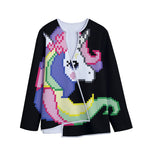 8-Bit Pixel Unicorn Print Long Sleeve Short Coat