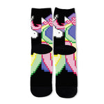 8-Bit Pixel Unicorn Print Long Socks