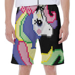 8-Bit Pixel Unicorn Print Men's Beach Shorts