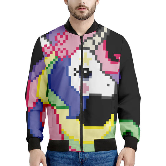 8-Bit Pixel Unicorn Print Men's Bomber Jacket
