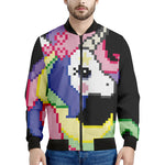 8-Bit Pixel Unicorn Print Men's Bomber Jacket