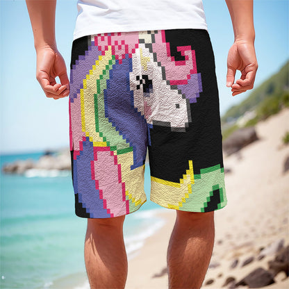 8-Bit Pixel Unicorn Print Men's Cargo Shorts