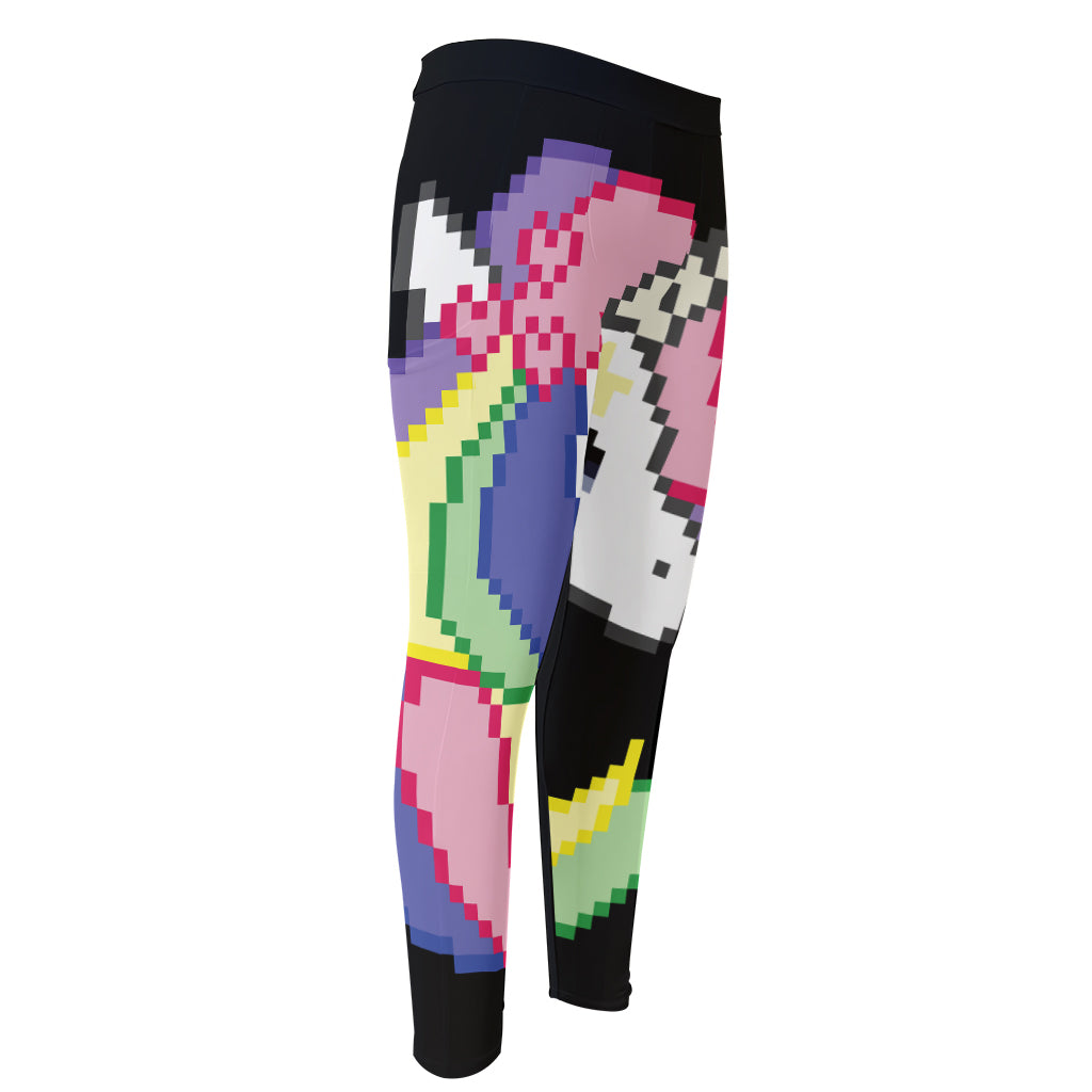 8-Bit Pixel Unicorn Print Men's Compression Pants