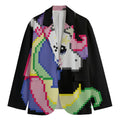 8-Bit Pixel Unicorn Print Men's Cotton Blazer