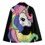 8-Bit Pixel Unicorn Print Men's Cotton Blazer