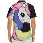8-Bit Pixel Unicorn Print Men's Deep V-Neck Shirt
