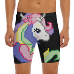 8-Bit Pixel Unicorn Print Men's Long Boxer Briefs