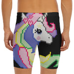 8-Bit Pixel Unicorn Print Men's Long Boxer Briefs