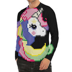 8-Bit Pixel Unicorn Print Men's Long Sleeve Rash Guard