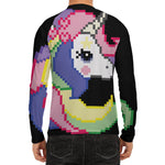 8-Bit Pixel Unicorn Print Men's Long Sleeve Rash Guard