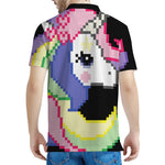 8-Bit Pixel Unicorn Print Men's Polo Shirt