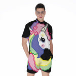 8-Bit Pixel Unicorn Print Men's Rompers