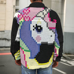8-Bit Pixel Unicorn Print Men's Shirt Jacket