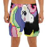 8-Bit Pixel Unicorn Print Men's Split Running Shorts