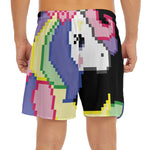 8-Bit Pixel Unicorn Print Men's Split Running Shorts