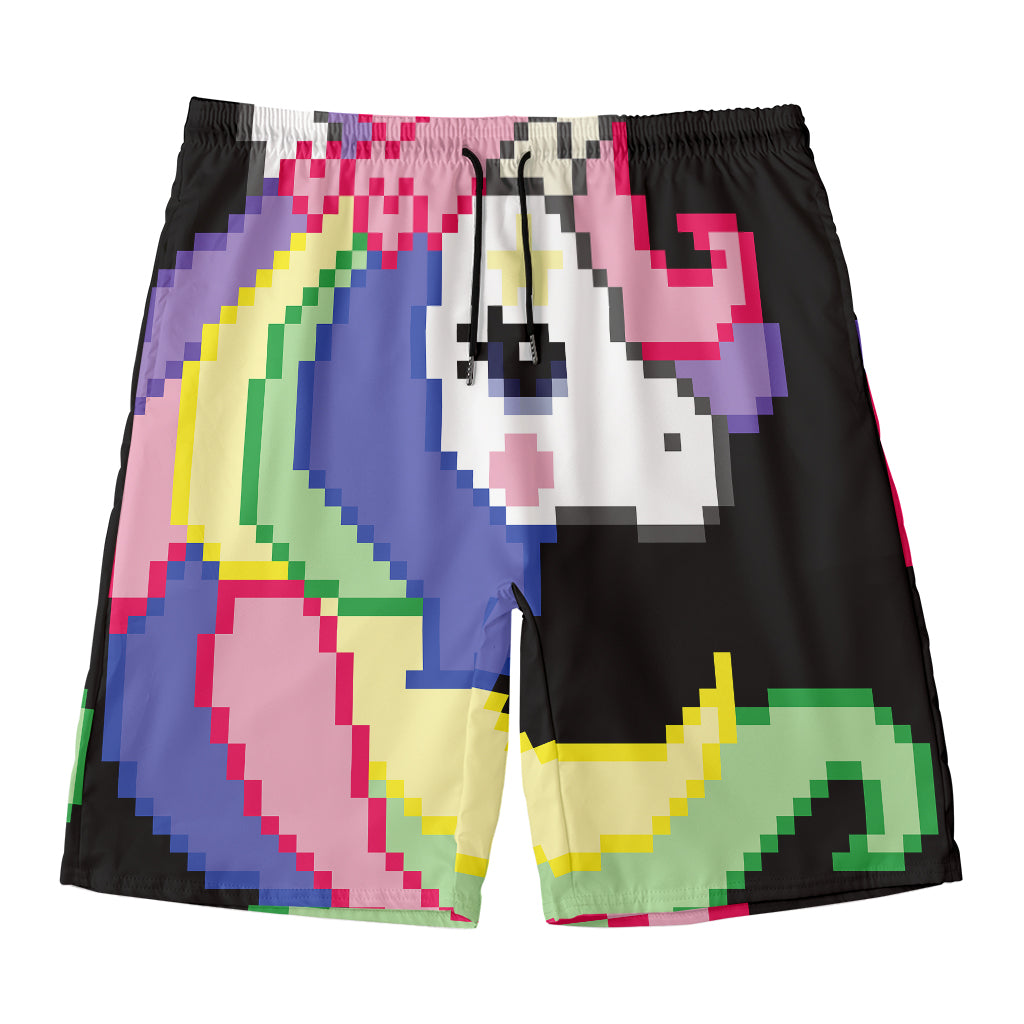 8-Bit Pixel Unicorn Print Men's Swim Trunks