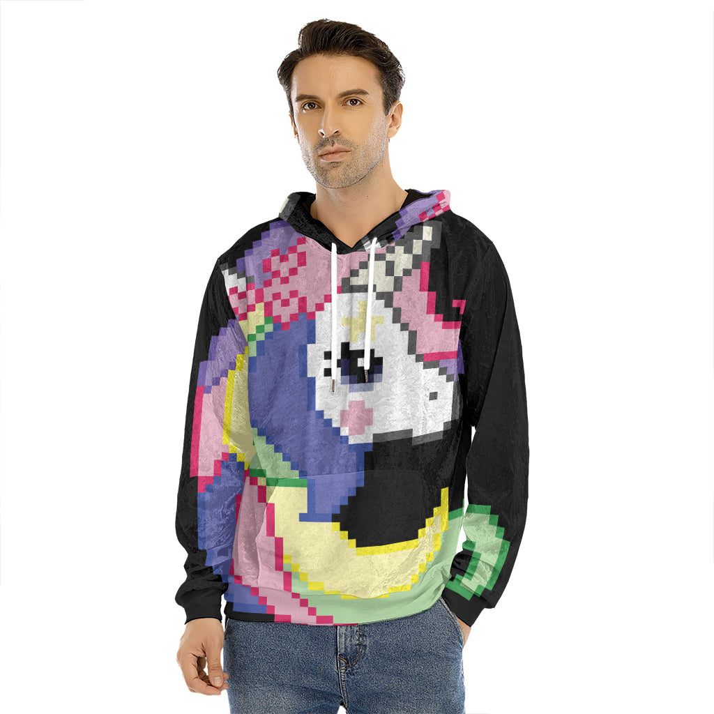 8-Bit Pixel Unicorn Print Men's Velvet Pullover Hoodie