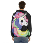 8-Bit Pixel Unicorn Print Men's Velvet Pullover Hoodie