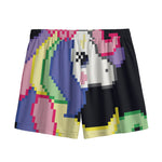 8-Bit Pixel Unicorn Print Mesh Shorts
