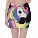 8-Bit Pixel Unicorn Print Pencil Mini Skirt