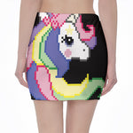 8-Bit Pixel Unicorn Print Pencil Mini Skirt