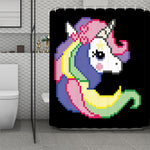 8-Bit Pixel Unicorn Print Polyester Shower Curtain