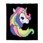 8-Bit Pixel Unicorn Print Polyester Shower Curtain