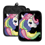 8-Bit Pixel Unicorn Print Pot Holders With Pocket