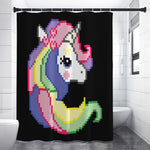 8-Bit Pixel Unicorn Print Premium Shower Curtain