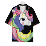 8-Bit Pixel Unicorn Print Rayon Hawaiian Shirt