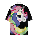 8-Bit Pixel Unicorn Print Rayon Hawaiian Shirt