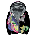 8-Bit Pixel Unicorn Print Sherpa Lined Zip Up Hoodie