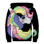 8-Bit Pixel Unicorn Print Sherpa Lined Zip Up Hoodie
