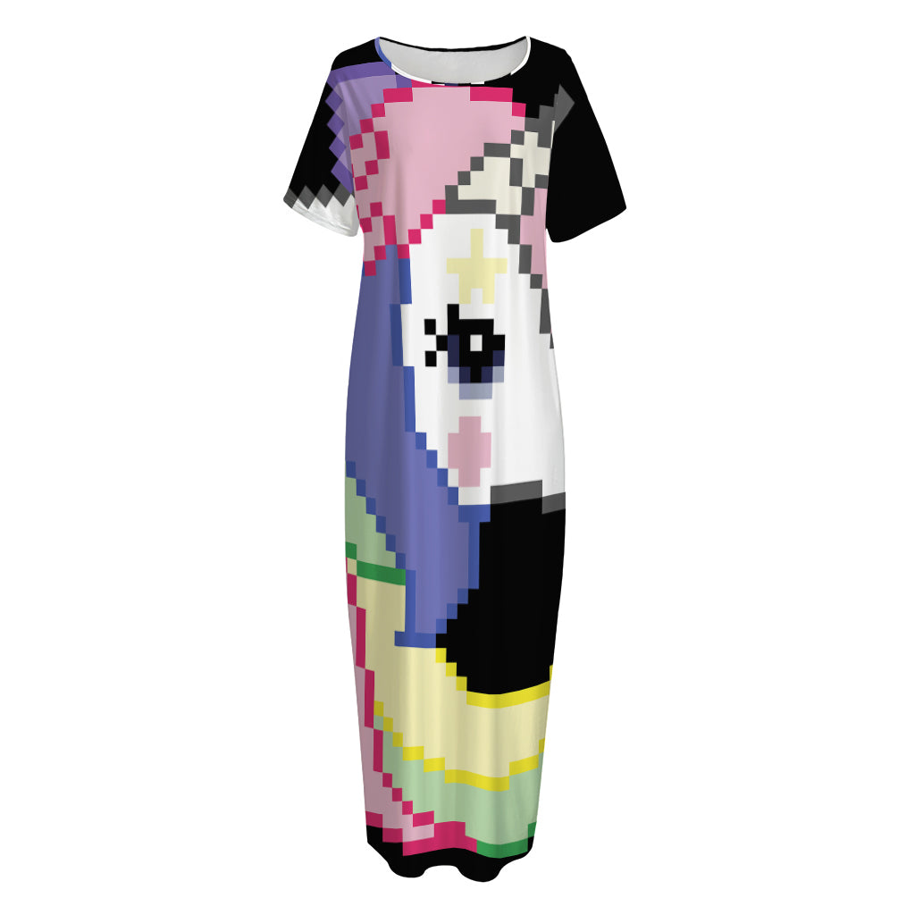 8-Bit Pixel Unicorn Print Short Sleeve Long Nightdress