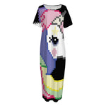 8-Bit Pixel Unicorn Print Short Sleeve Long Nightdress