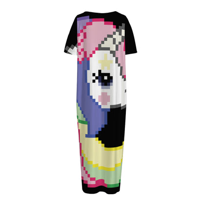 8-Bit Pixel Unicorn Print Short Sleeve Long Nightdress
