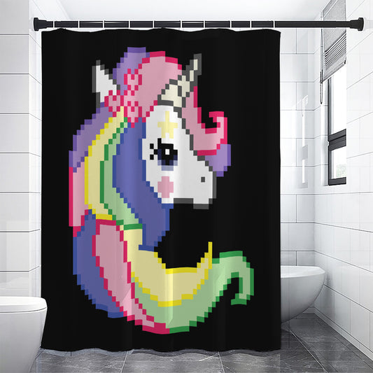 8-Bit Pixel Unicorn Print Shower Curtain